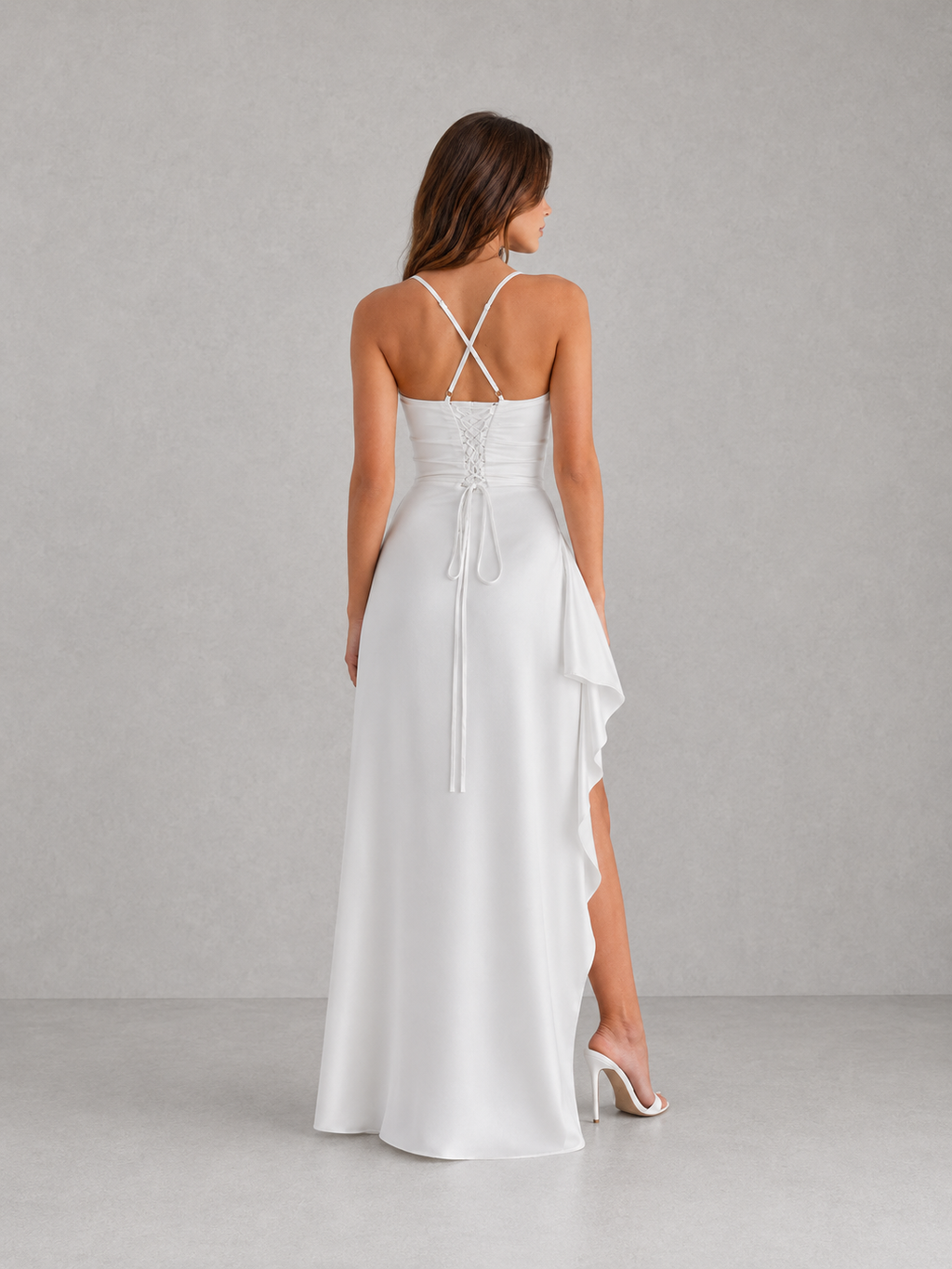 Annabel | Draped Ruched Satin-Look Maxi Dress