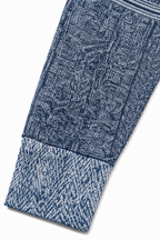 Annalise | Textured Denim-Trim Blouse