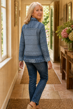 Annalise | Textured Denim-Trim Blouse