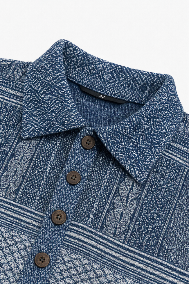 Annalise | Textured Denim-Trim Blouse