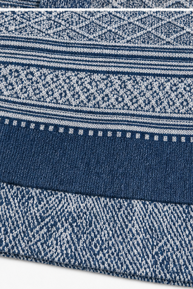 Annalise | Textured Denim-Trim Blouse