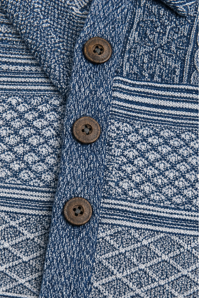 Annalise | Textured Denim-Trim Blouse
