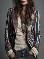 Anne | Floral Print Structured Shoulder Blazer