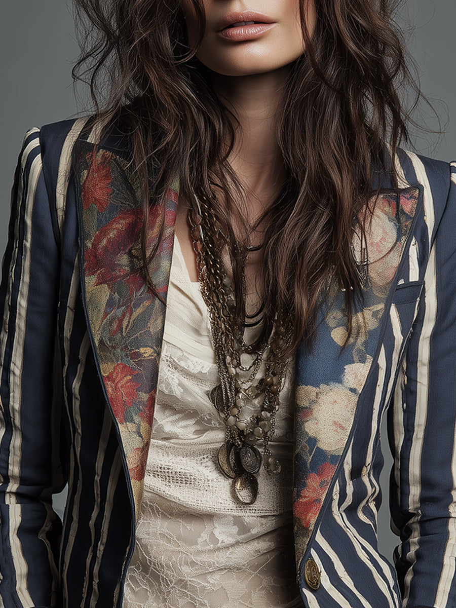 Anne | Floral Print Structured Shoulder Blazer