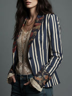 Anne | Floral Print Structured Shoulder Blazer
