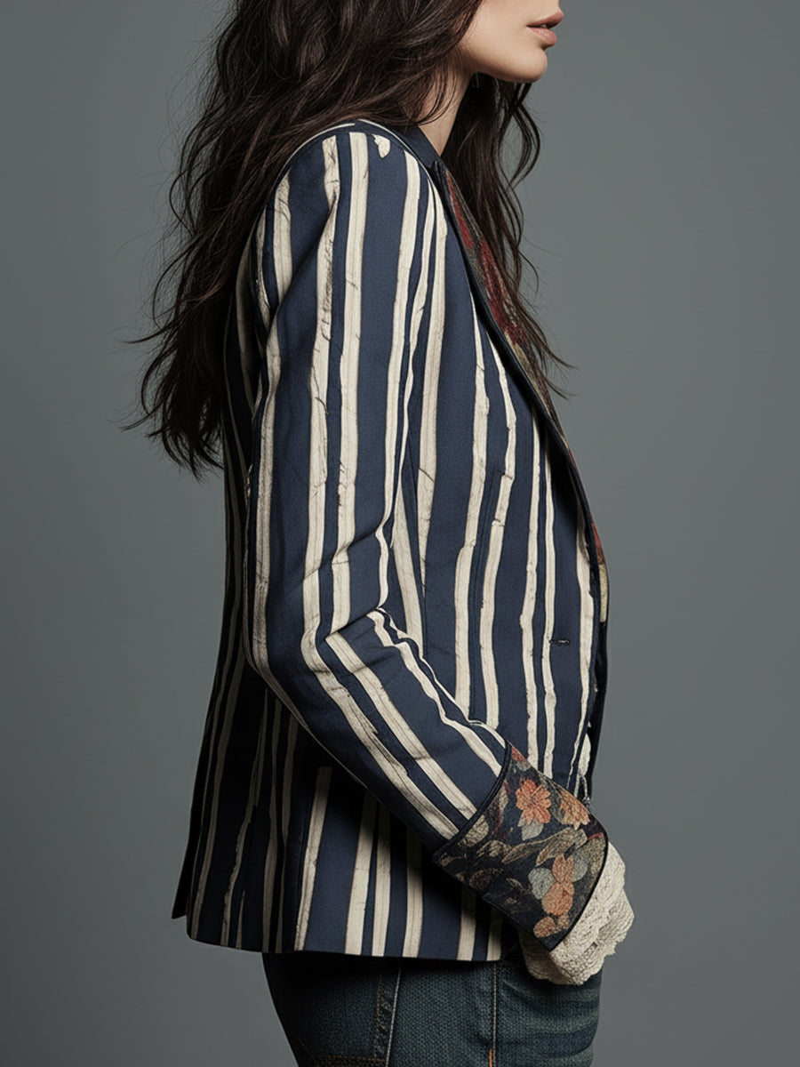 Anne | Floral Print Structured Shoulder Blazer