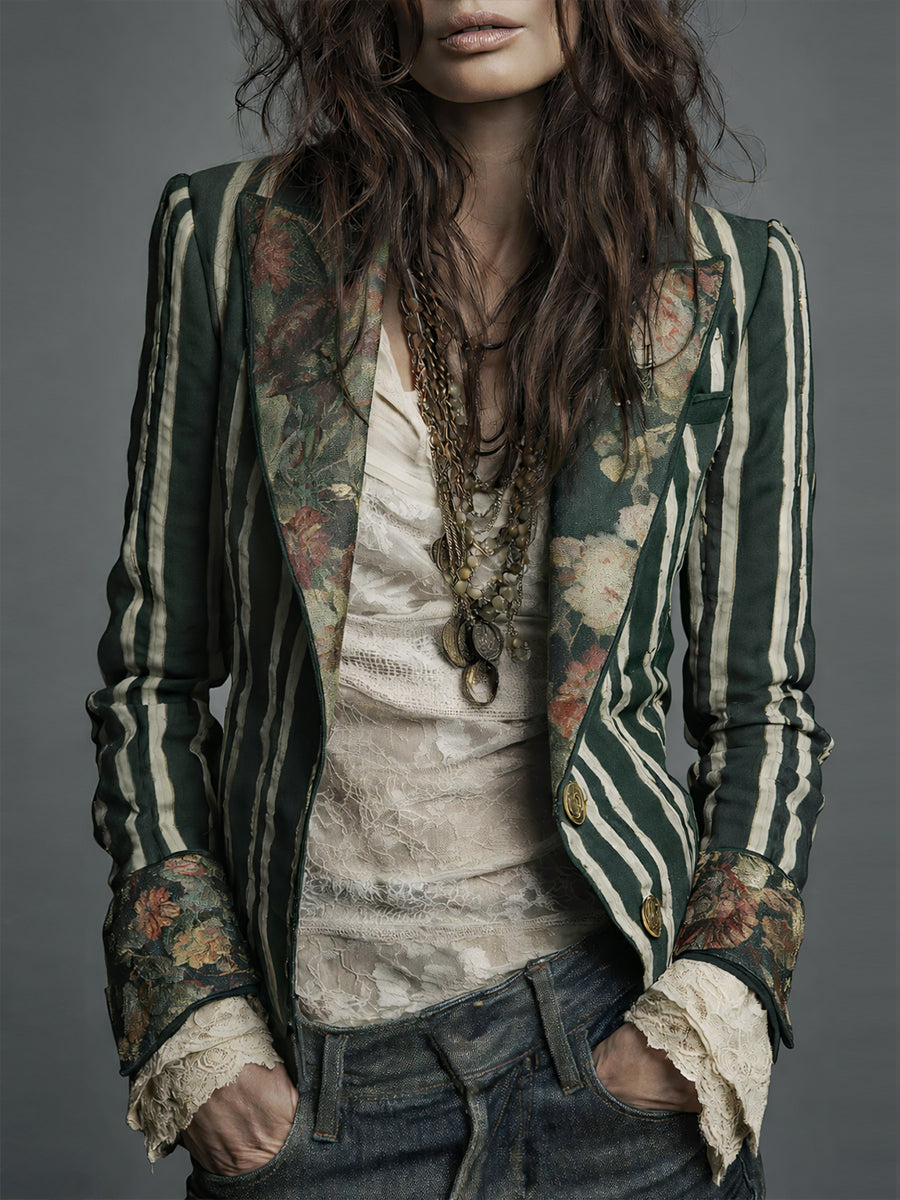 Anne | Floral Print Structured Shoulder Blazer