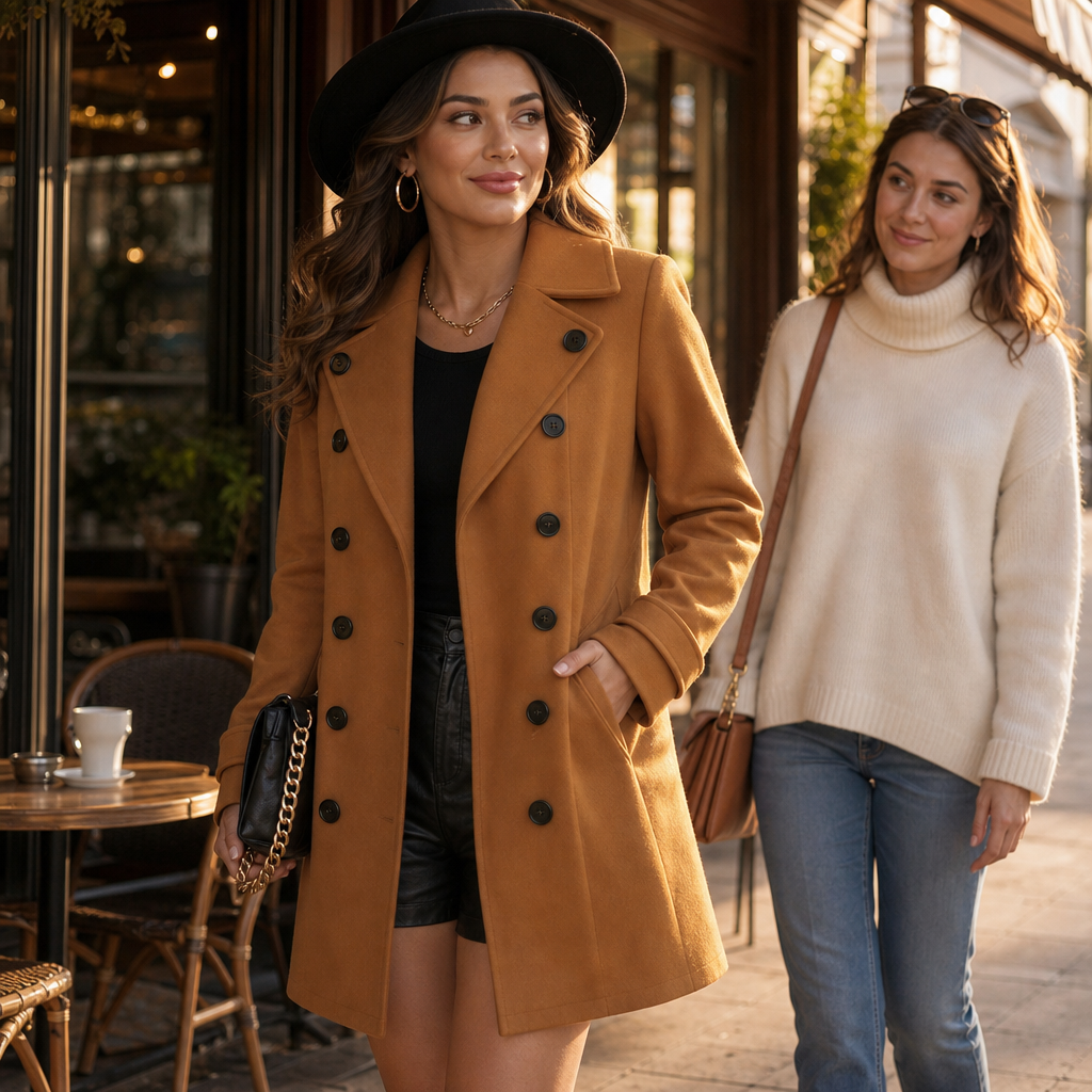 Ashleigh | Double-Breasted Mid-Thigh Coat