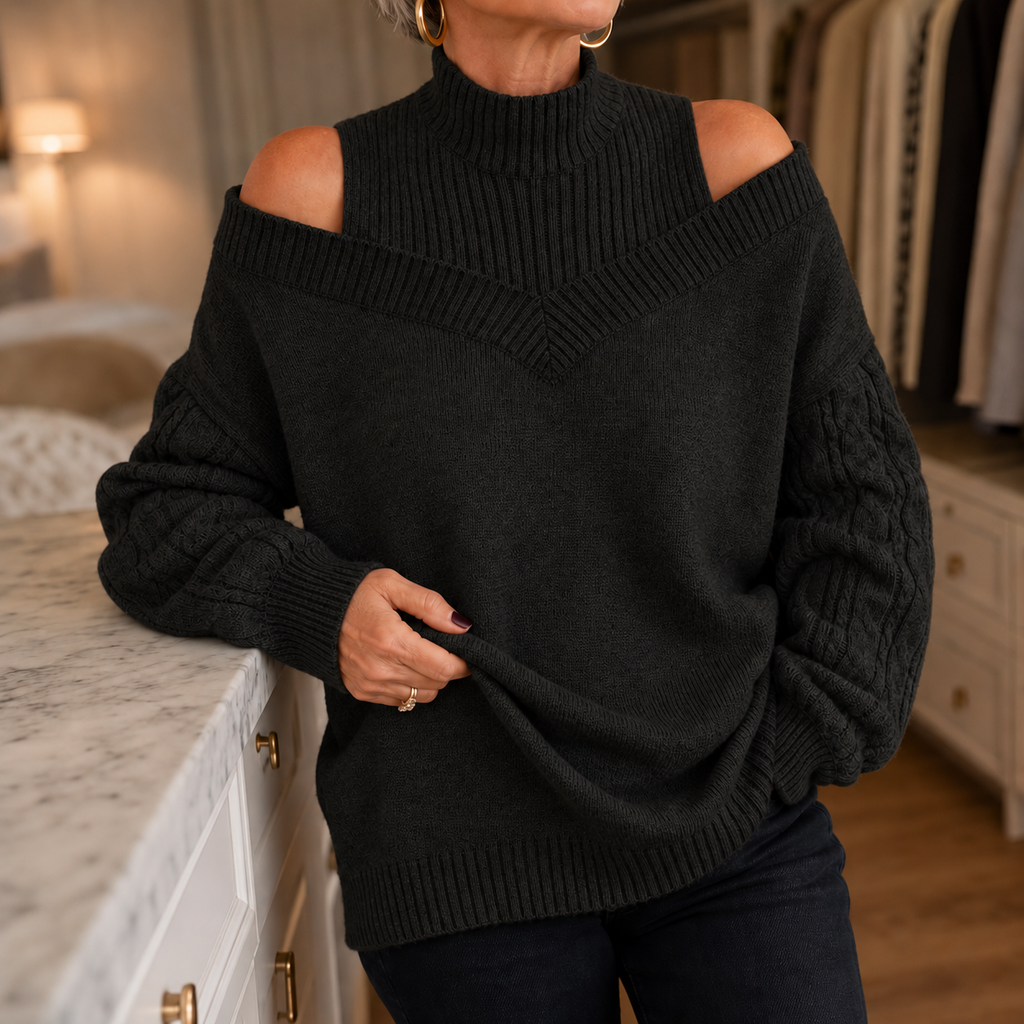 Ava | Cozy Off-Shoulder Cable-Knit Sweater