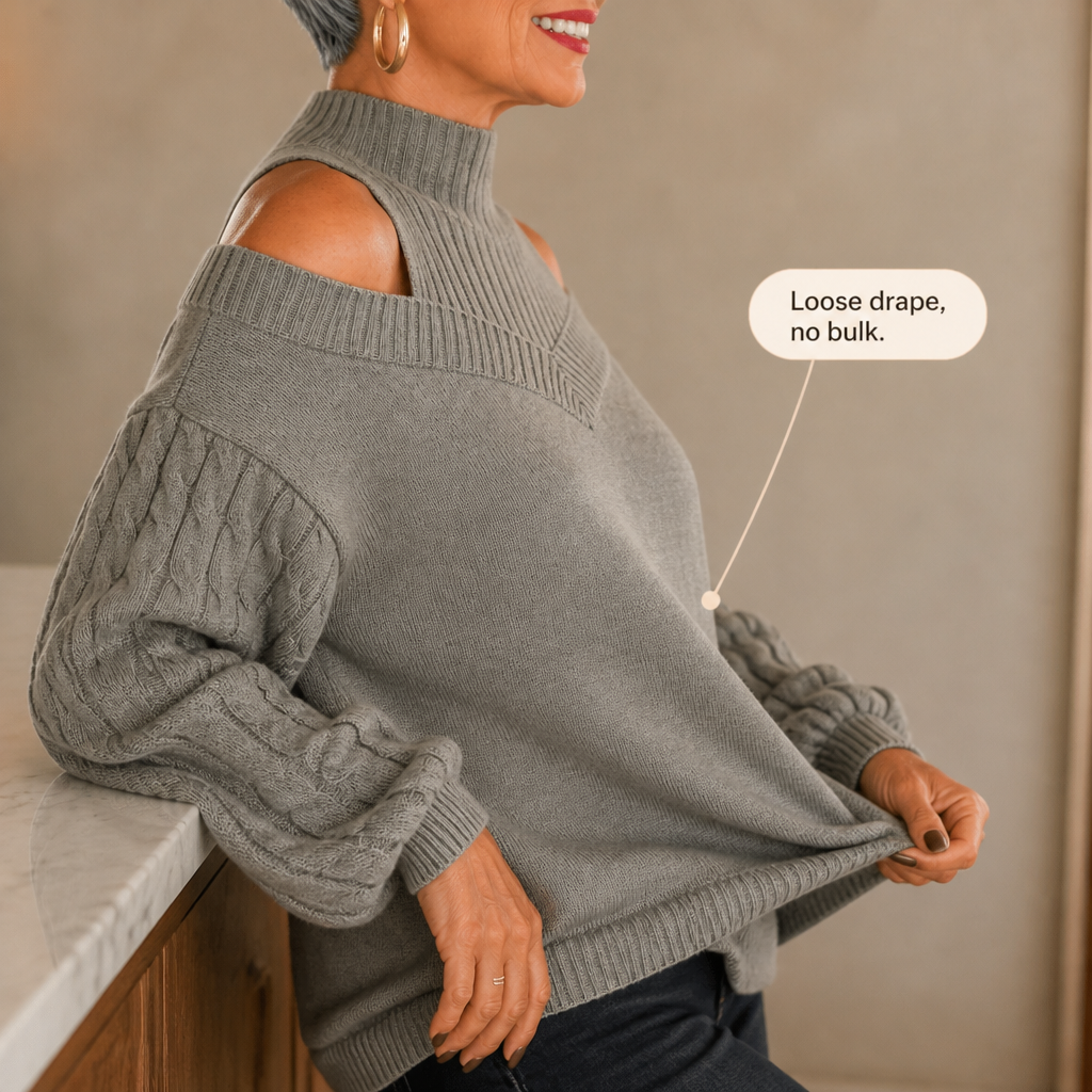 Ava | Cozy Off-Shoulder Cable-Knit Sweater