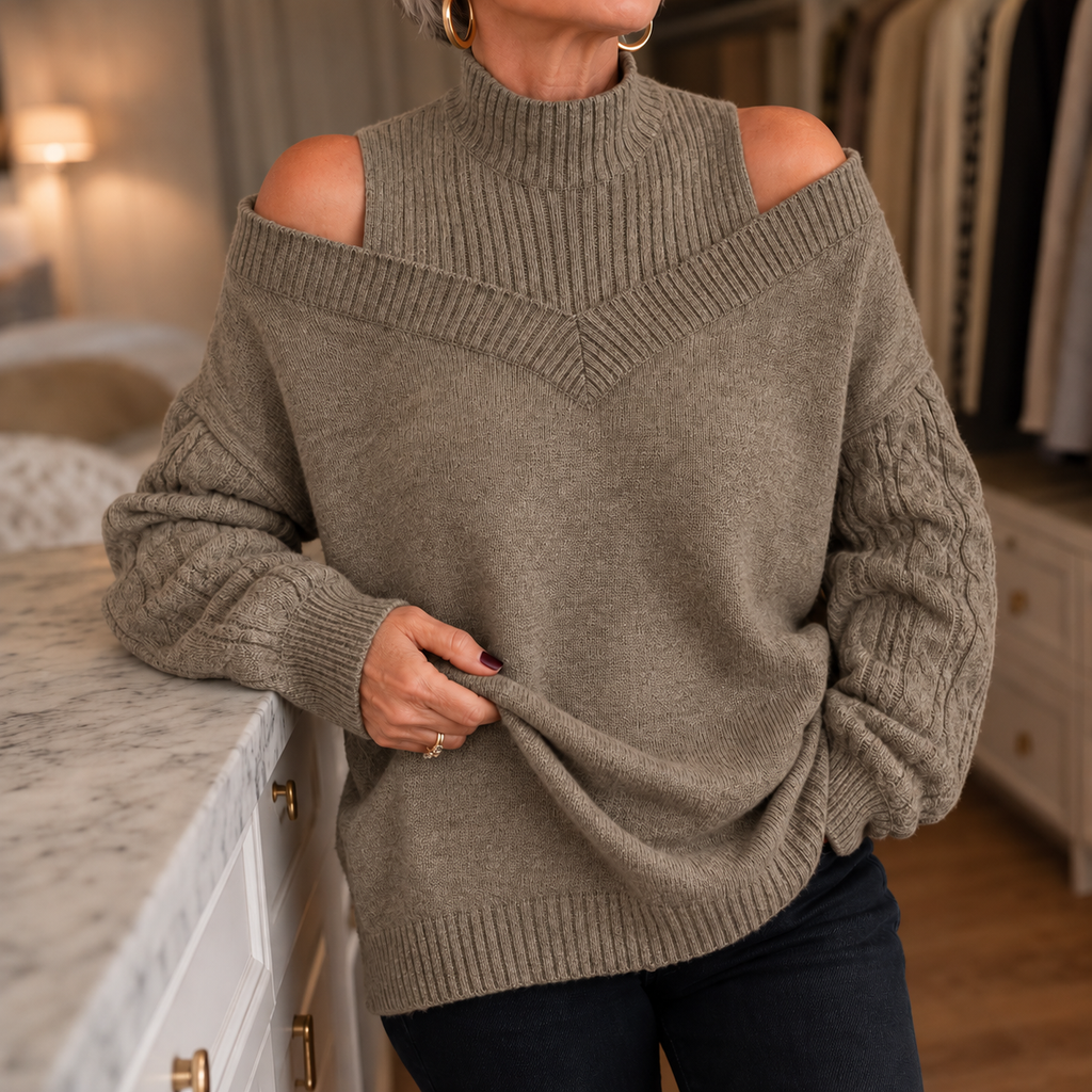 Ava | Cozy Off-Shoulder Cable-Knit Sweater