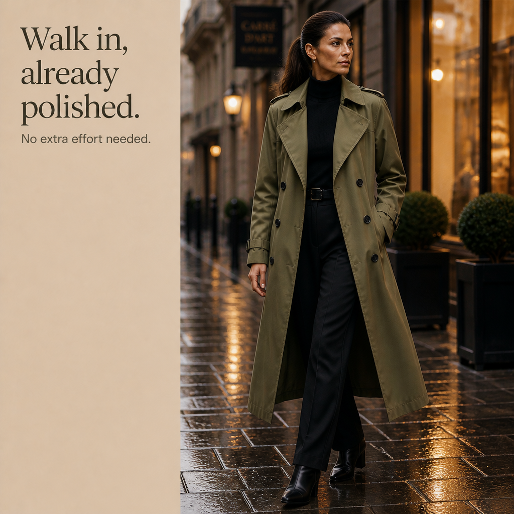 Barbara | Minimal Double-Breasted Trench Coat