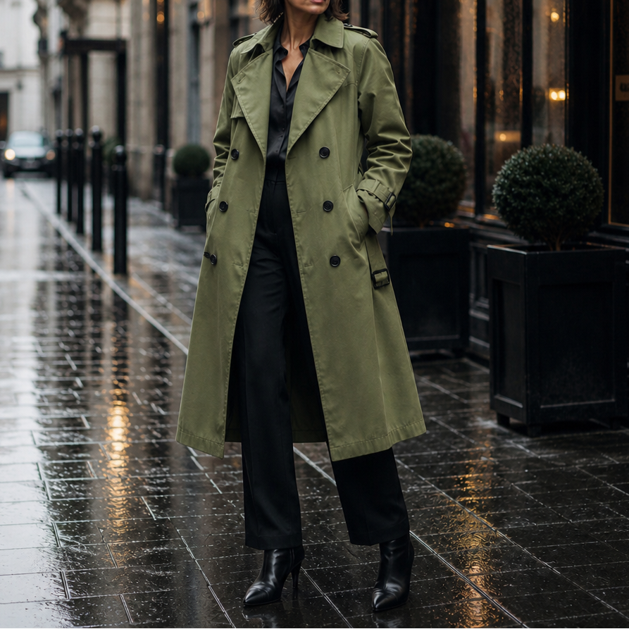 Barbara | Minimal Double-Breasted Trench Coat