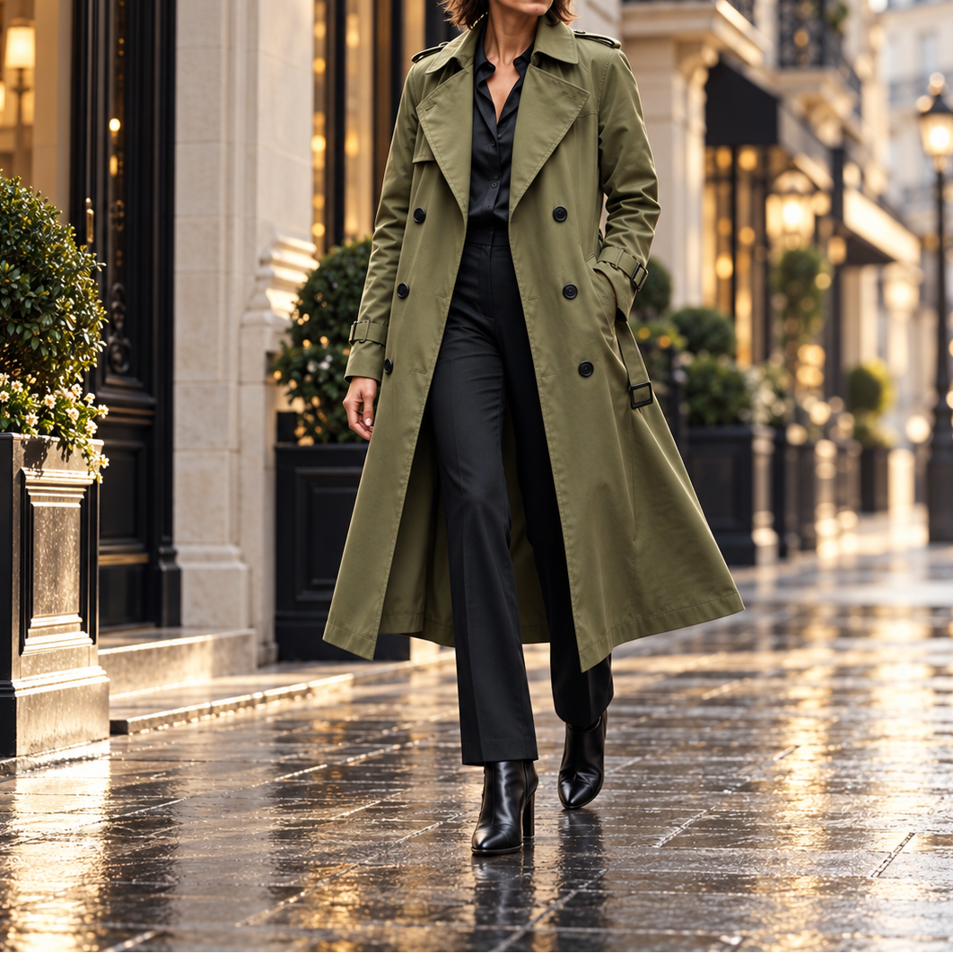 Barbara | Minimal Double-Breasted Trench Coat