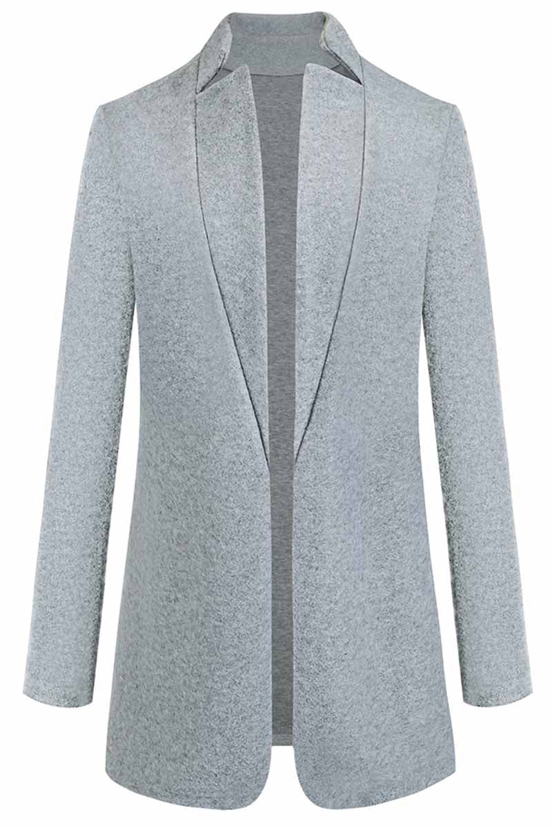 Becky | Refined Collarless Open Front Coat