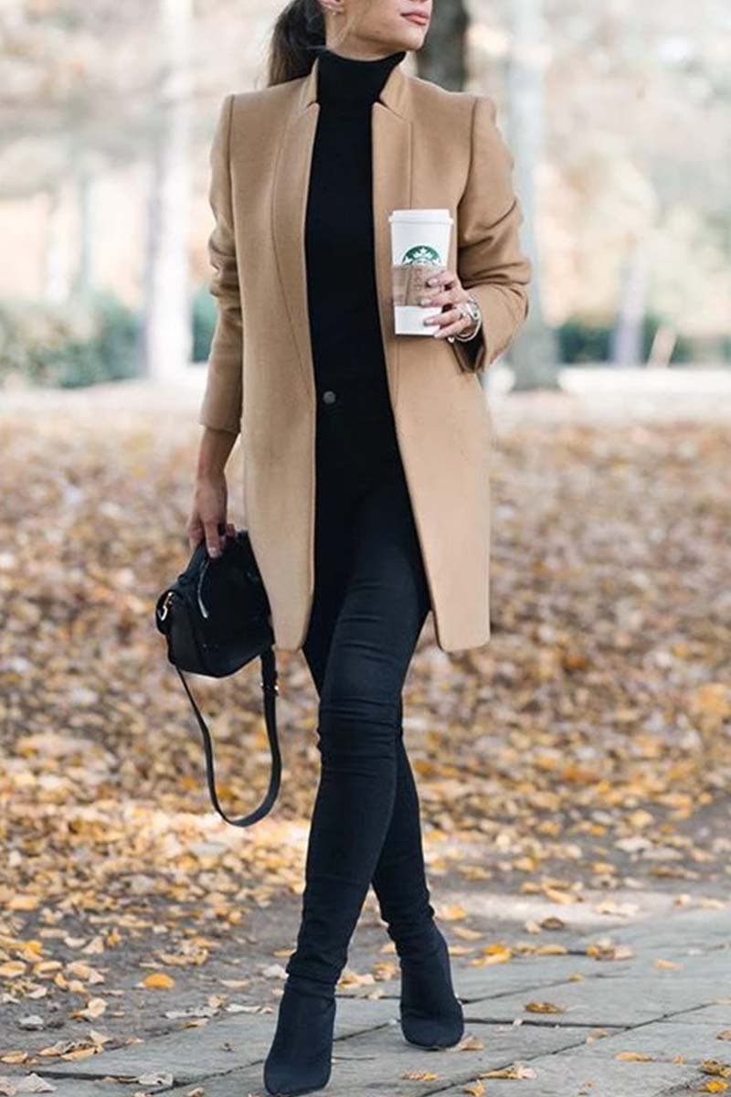 Becky | Refined Collarless Open Front Coat