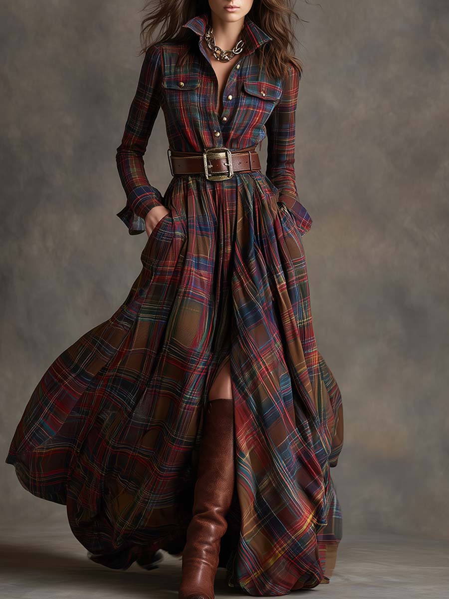 Briana | Classic Plaid Shirt Dress