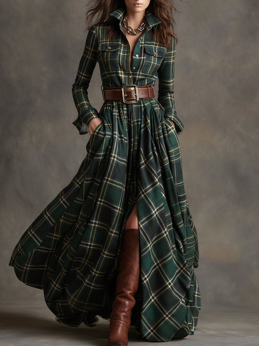 Briana | Classic Plaid Shirt Dress