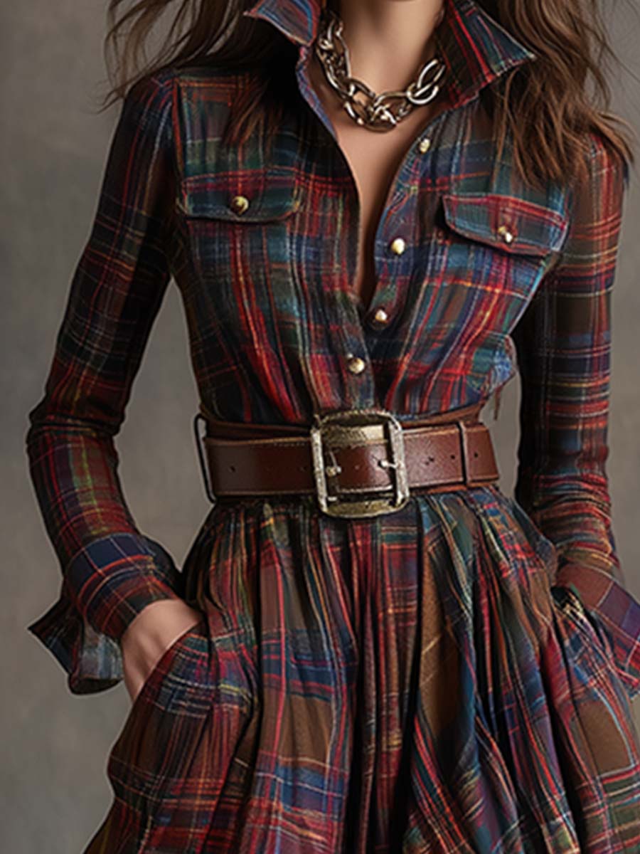 Briana | Classic Plaid Shirt Dress