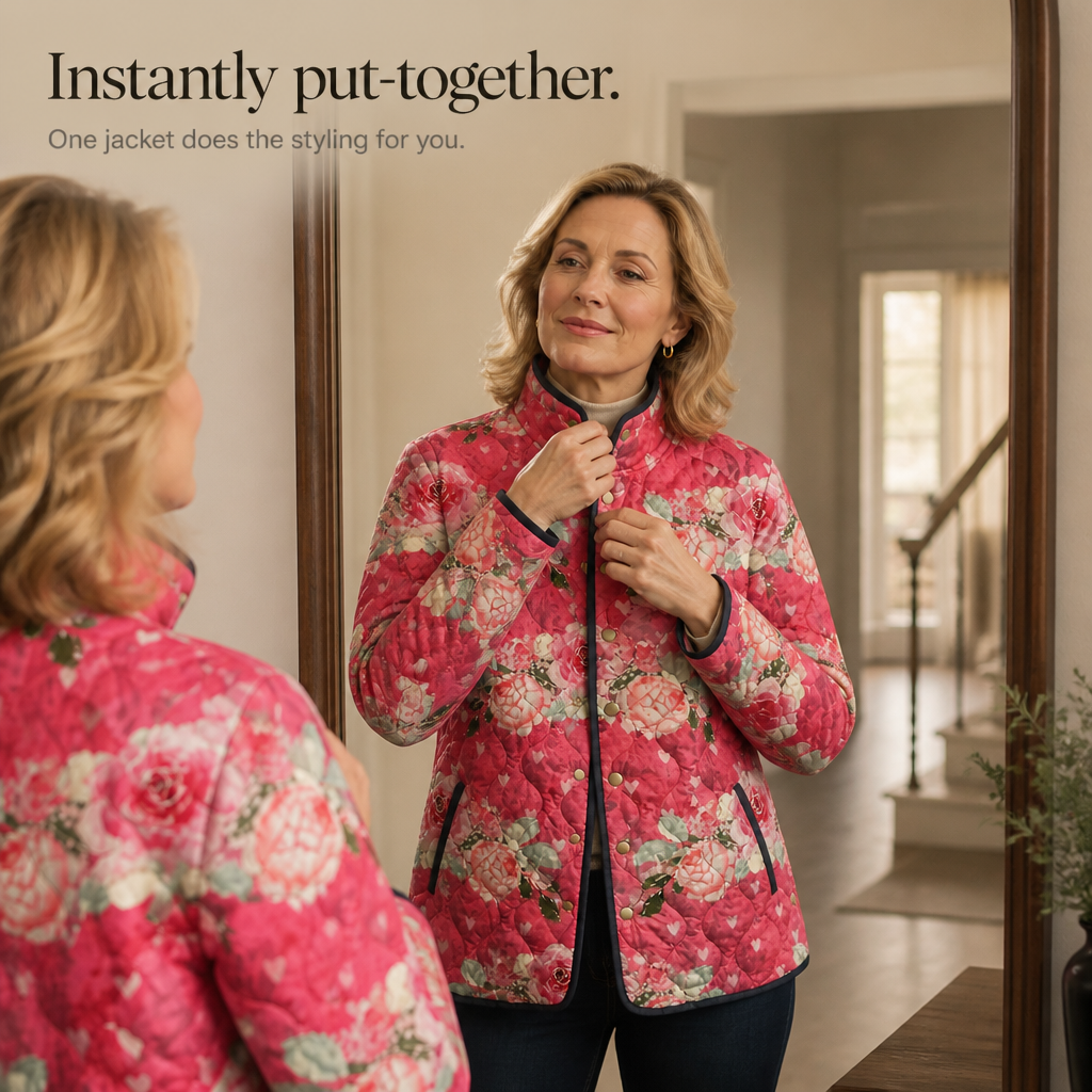 Bridgette | Elegant Floral Quilted Jacket