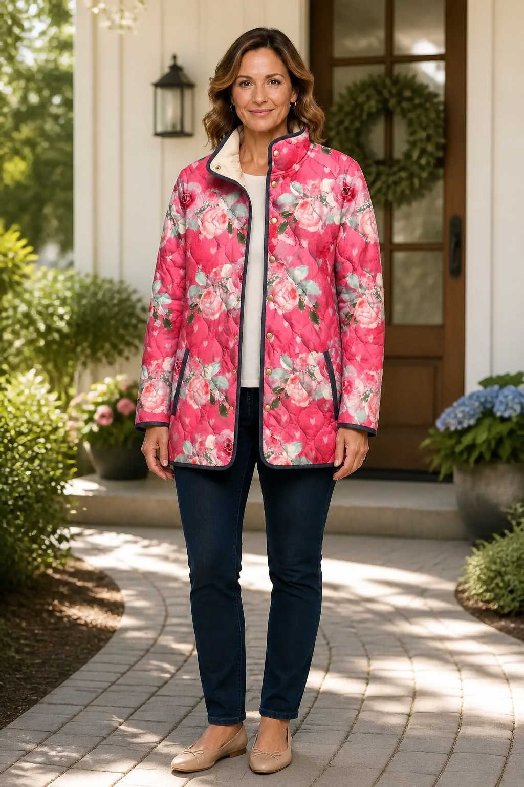 Bridgette | Elegant Floral Quilted Jacket