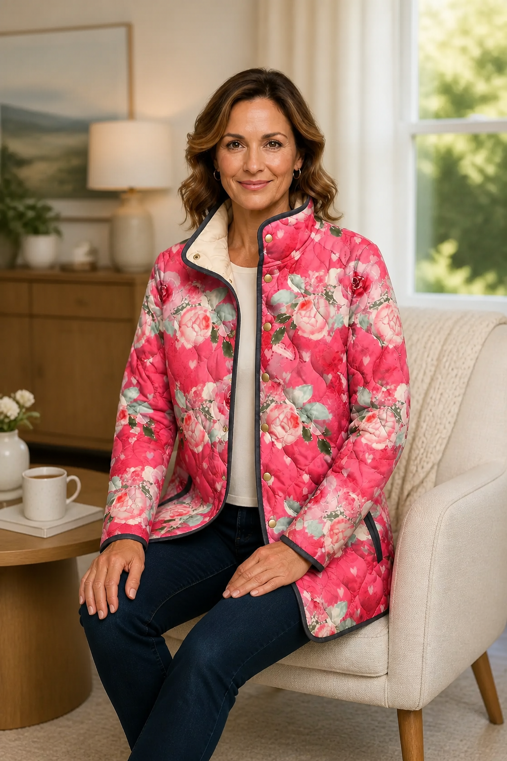 Bridgette | Elegant Floral Quilted Jacket