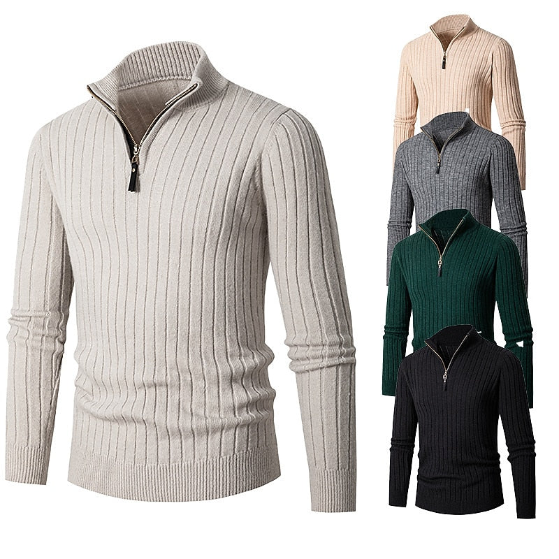 Camden | Vertical Ribbed Quarter-Zip Sweater