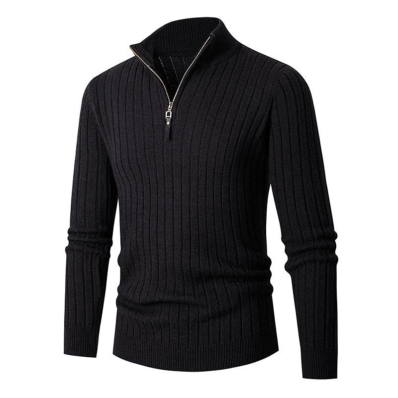 Camden | Vertical Ribbed Quarter-Zip Sweater
