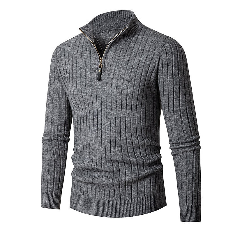 Camden | Vertical Ribbed Quarter-Zip Sweater