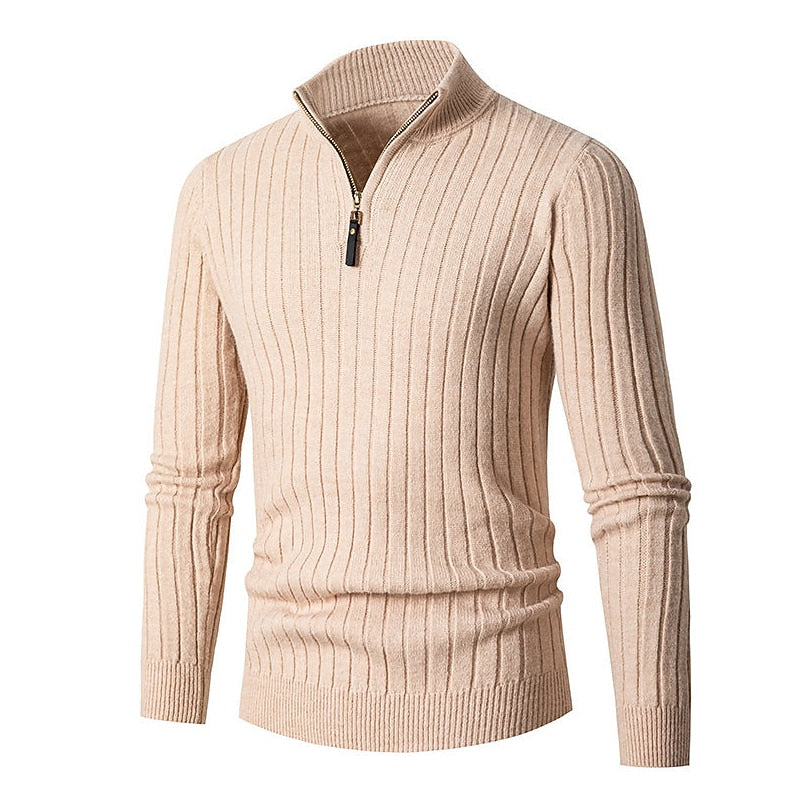 Camden | Vertical Ribbed Quarter-Zip Sweater