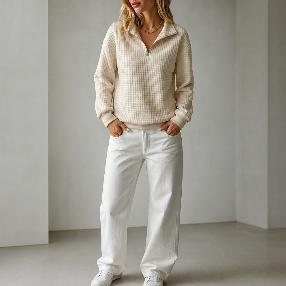 Carina | Cozy Quilted Zip Sweater