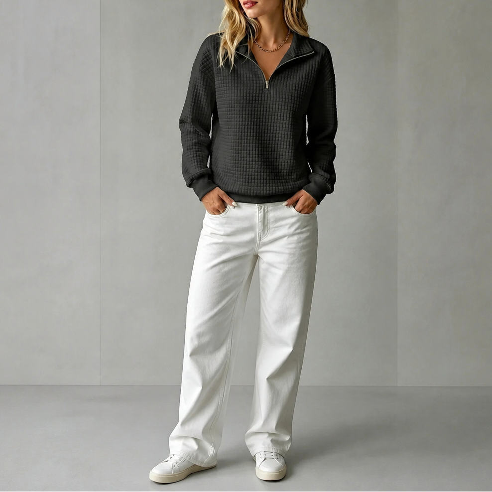 Carina | Cozy Quilted Zip Sweater