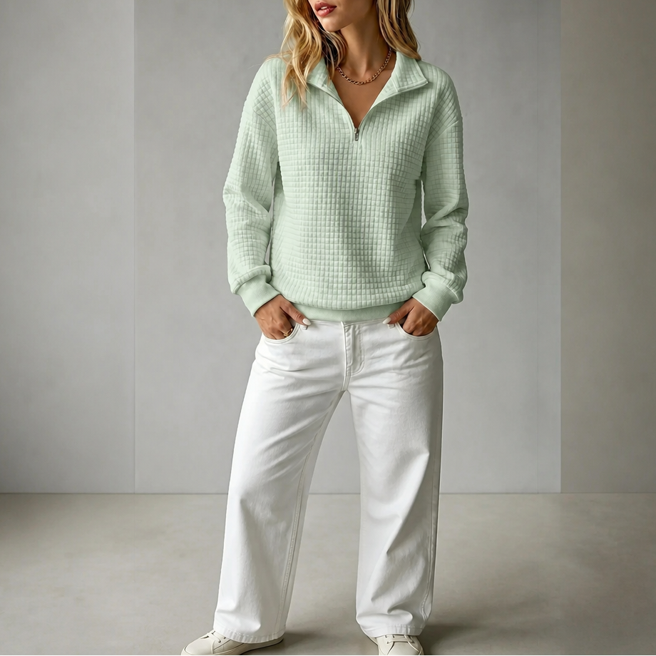 Carina | Cozy Quilted Zip Sweater