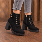 Carol | Classic Buckle Lace-Up Ankle Boots