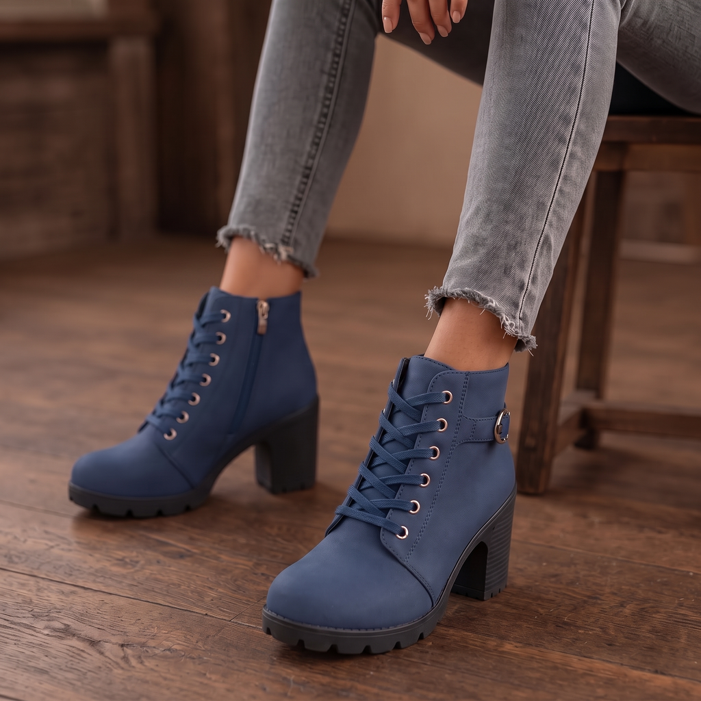 Carol | Classic Buckle Lace-Up Ankle Boots