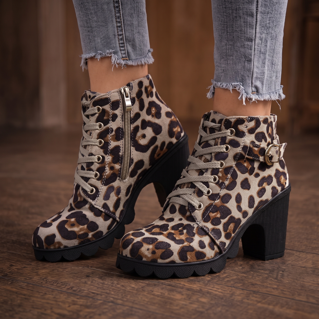 Carol | Classic Buckle Lace-Up Ankle Boots