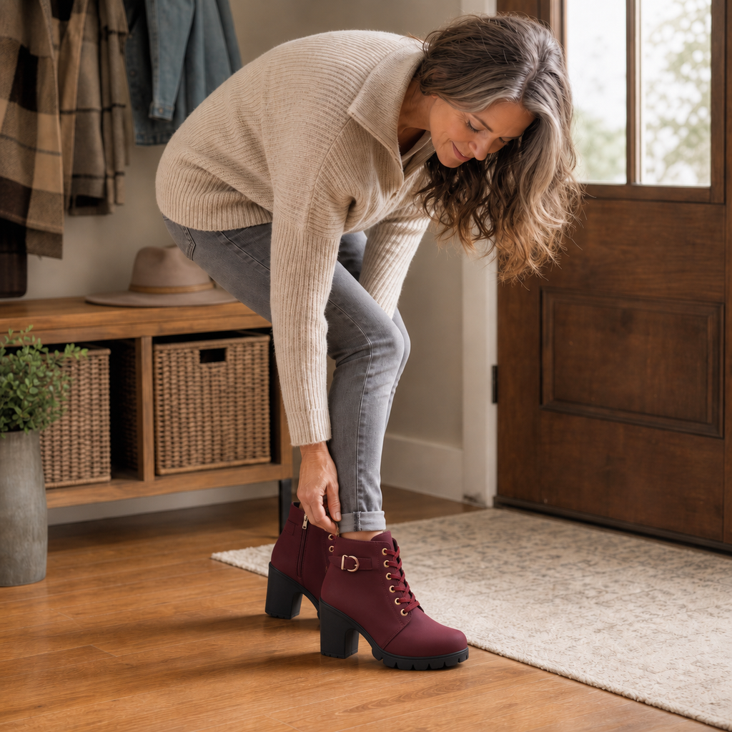 Carol | Classic Buckle Lace-Up Ankle Boots