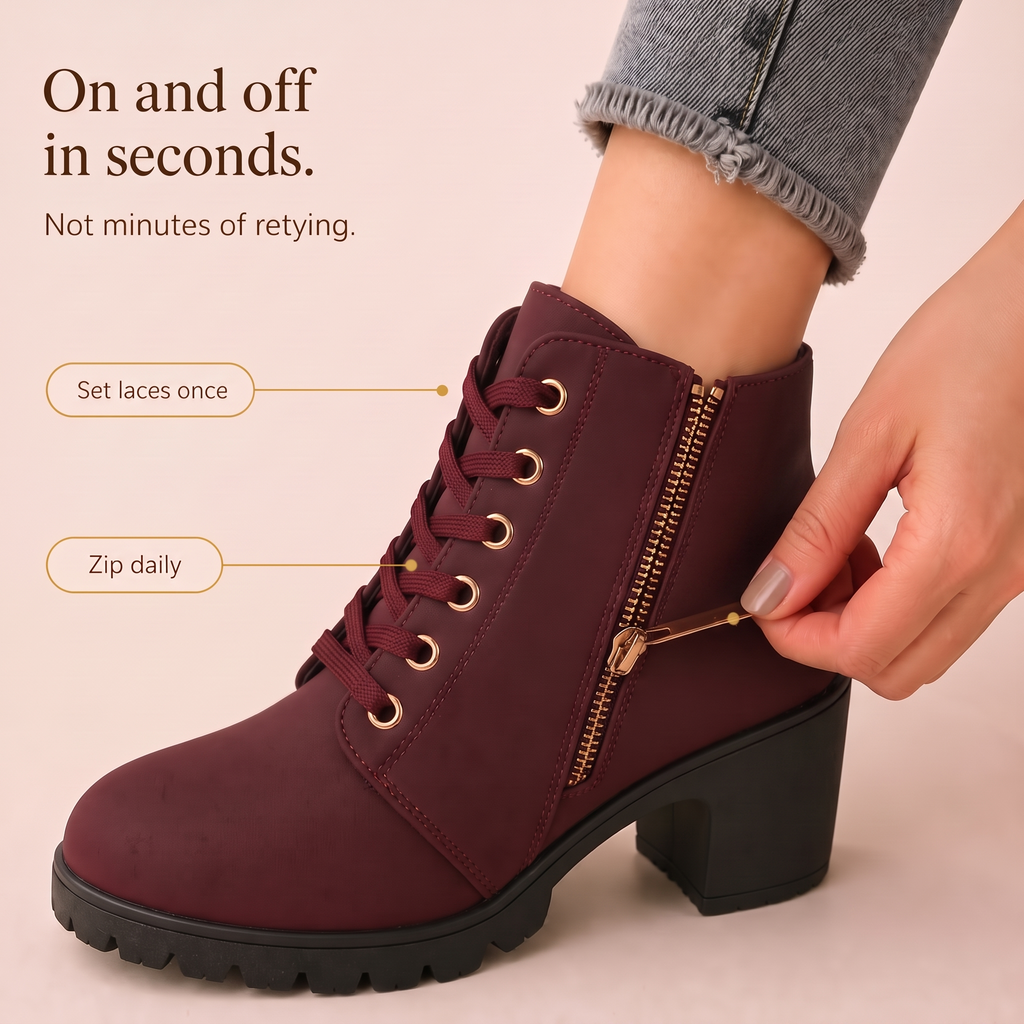 Carol | Classic Buckle Lace-Up Ankle Boots