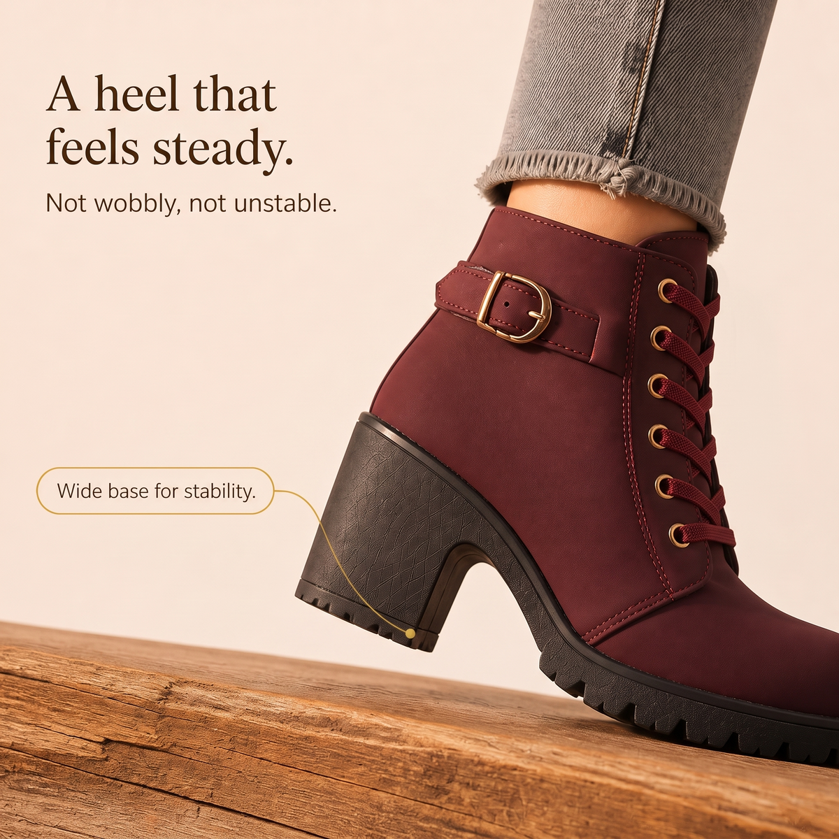 Carol | Classic Buckle Lace-Up Ankle Boots