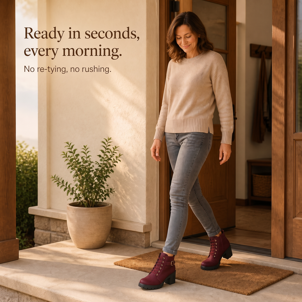 Carol | Classic Buckle Lace-Up Ankle Boots