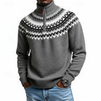 Carson | Patterned Quarter-Zip Knit Collar Sweater