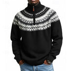 Carson | Patterned Quarter-Zip Knit Collar Sweater