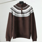 Carson | Patterned Quarter-Zip Knit Collar Sweater