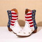 Cassia | Bold Star Denim Leather Boots
