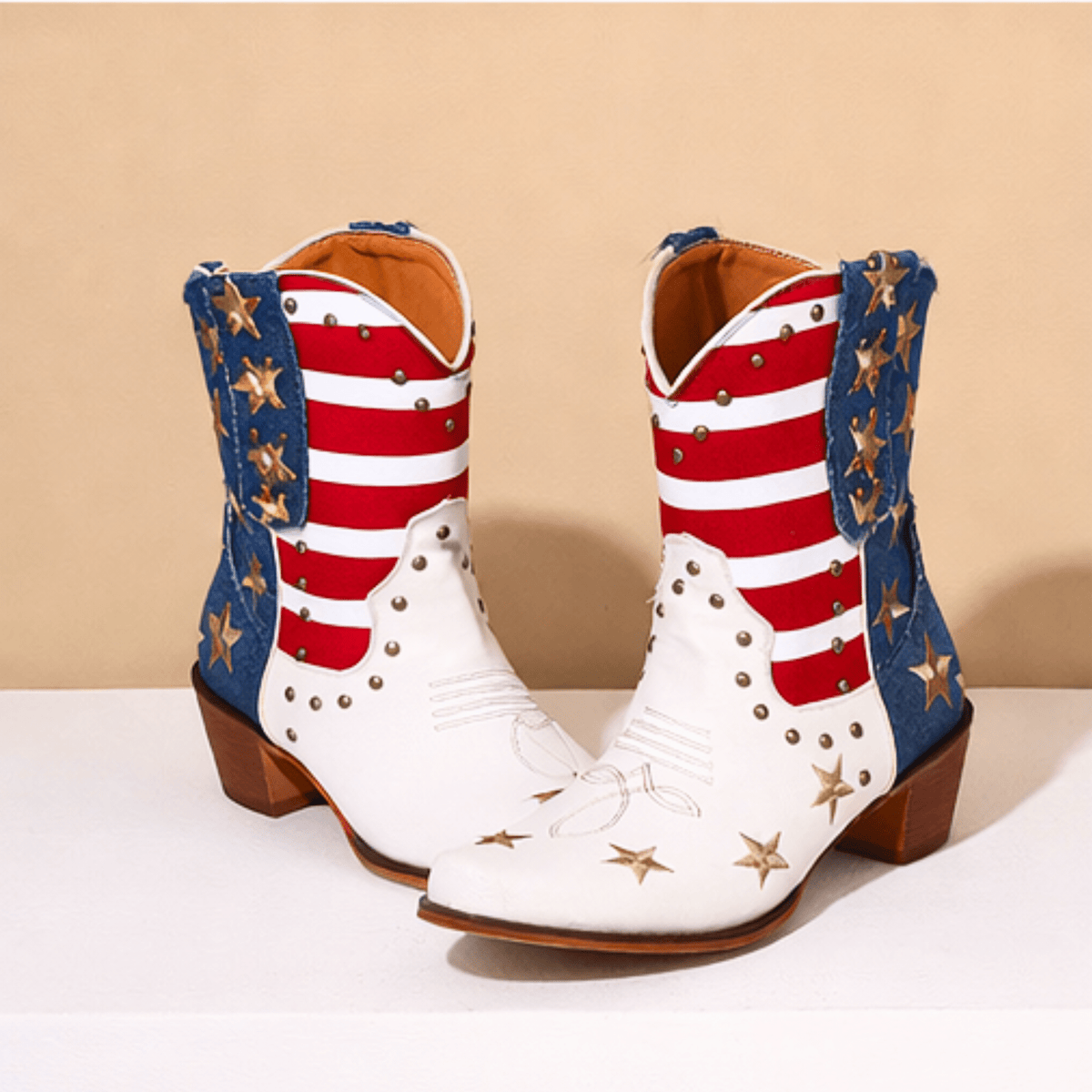 Cassia | Bold Star Denim Leather Boots