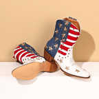 Cassia | Bold Star Denim Leather Boots
