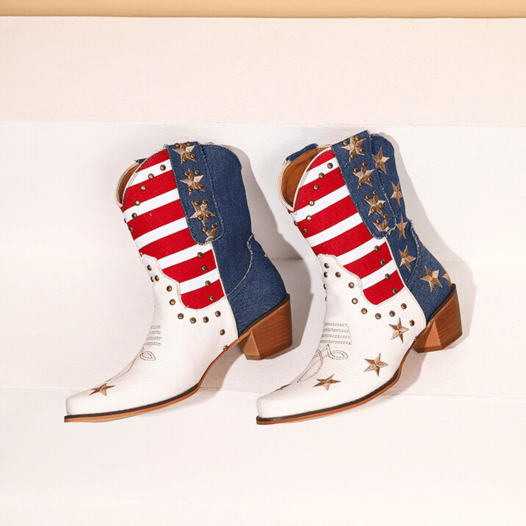 Cassia | Bold Star Denim Leather Boots