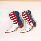 Cassia | Bold Star Denim Leather Boots
