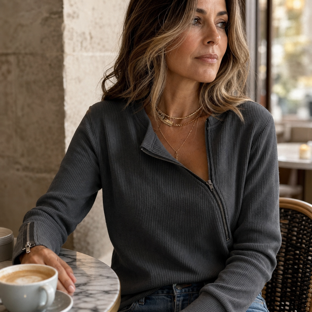 Charlene | Soft Asymmetric Zip Sweater