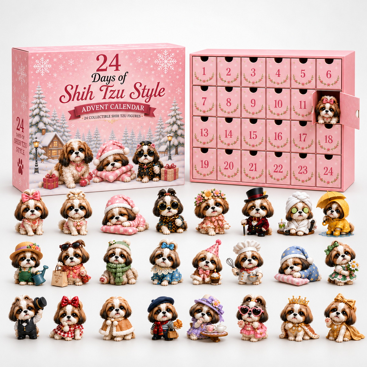 24-Day Acrylic Shih Tzu Advent Calendar